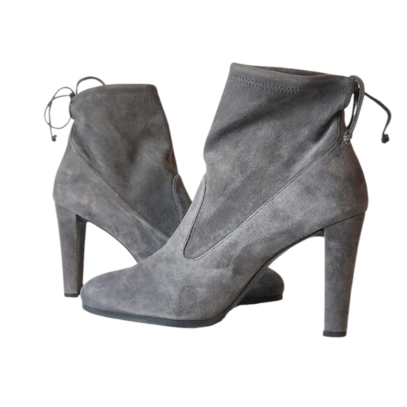 NWOT-Stuart Weitzman Plat Glove Suede Ankle Bootie - Gray - Picture 4 of 12